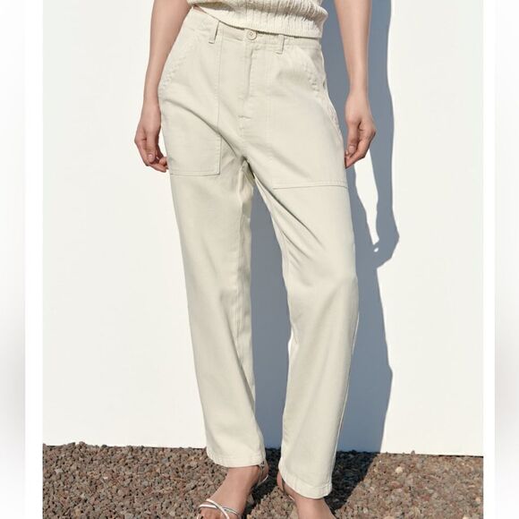 NWT Zara Cotton Pants With Pockets - Picture 4 of 11